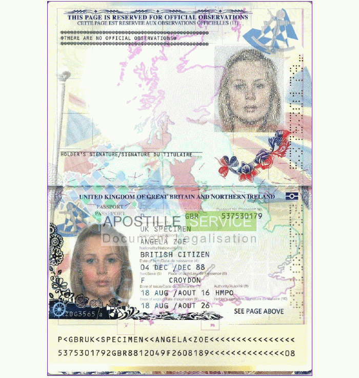 Sample Passport Design with Signature